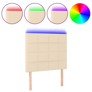 Tăblie de pat cu LED, crem, 90x5x118/128 cm, textil - Img 2