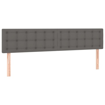 Tăblie de pat cu LED, gri, 180x5x78/88 cm, piele ecologică - Img 4