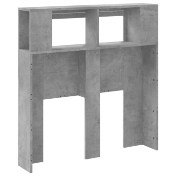 Tăblie de pat cu LED, gri beton, 100x18,5x103,5 cm, lemn - Img 7