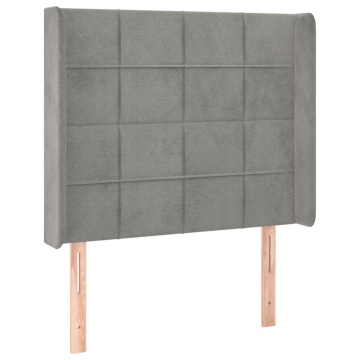 Tăblie de pat cu LED, gri deschis, 103x16x118/128 cm, catifea - Img 3