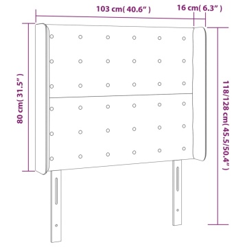Tăblie de pat cu LED, gri deschis, 103x16x118/128 cm, catifea - Img 5