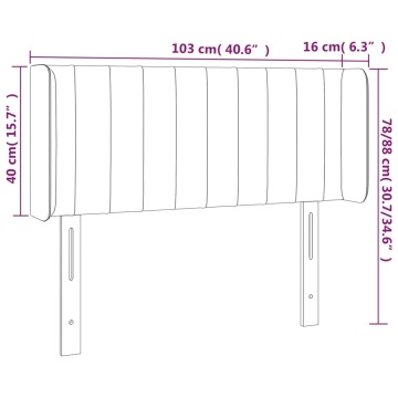 Tăblie de pat cu LED, gri deschis, 103x16x78/88 cm, textil - Img 5