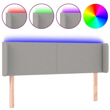 Tăblie de pat cu LED, gri deschis, 147x16x78/88 cm, textil - Img 2