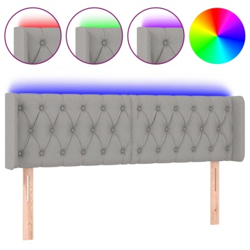 Tăblie de pat cu LED, gri deschis, 147x16x78/88 cm, textil - Img 2