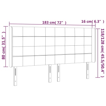 Tăblie de pat cu LED, gri deschis, 183x16x118/128 cm, textil - Img 5