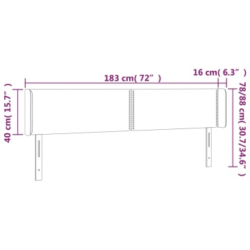 Tăblie de pat cu LED, gri deschis, 183x16x78/88 cm, catifea - Img 5