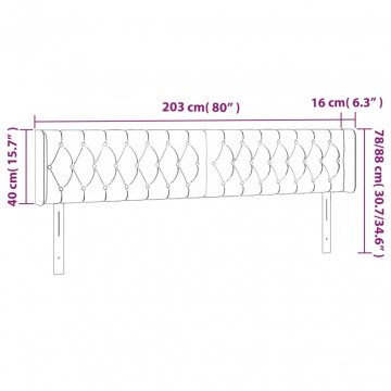 Tăblie de pat cu LED, gri deschis, 203x16x78/88 cm, catifea - Img 5