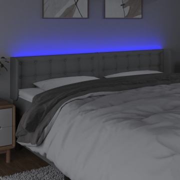 Tăblie de pat cu LED, gri deschis, 203x16x78/88 cm, textil - Img 4
