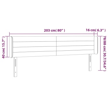 Tăblie de pat cu LED, gri deschis, 203x16x78/88 cm, textil - Img 5