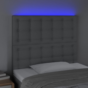 Tăblie de pat cu LED, gri deschis, 80x5x118/128 cm, textil - Img 3