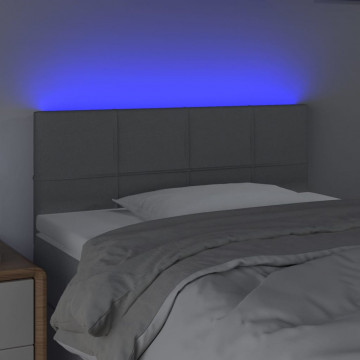 Tăblie de pat cu LED, gri deschis, 80x5x78/88 cm, textil - Img 3
