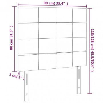 Tăblie de pat cu LED, gri deschis, 90x5x118/128 cm, textil - Img 5
