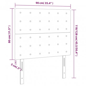 Tăblie de pat cu LED, gri deschis, 90x5x118/128 cm, textil - Img 5