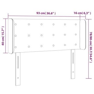 Tăblie de pat cu LED, gri deschis, 93x16x78/88 cm, catifea - Img 5