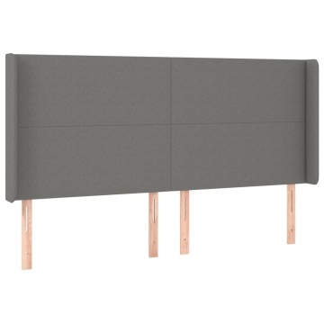 Tăblie de pat cu LED, gri închis, 163x16x118/128 cm, textil - Img 3