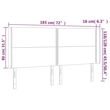 Tăblie de pat cu LED, gri închis, 183x16x118/128 cm, textil - Img 5