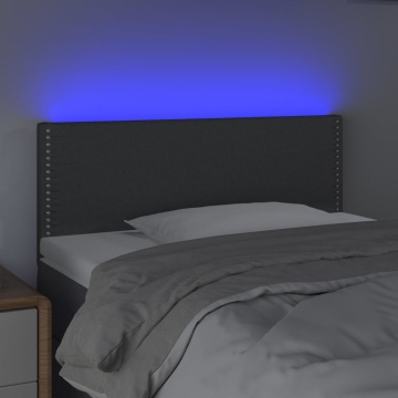 Tăblie de pat cu LED, gri închis, 80x5x78/88 cm, textil - Img 3