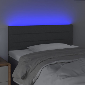 Tăblie de pat cu LED, gri închis, 80x5x78/88 cm, textil - Img 3