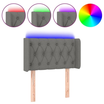 Tăblie de pat cu LED, gri închis, 83x16x78/88 cm, textil - Img 2