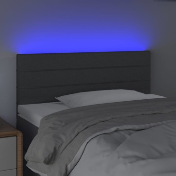 Tăblie de pat cu LED, gri închis, 90x5x78/88 cm, textil - Img 3