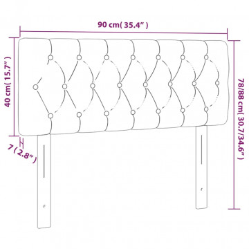 Tăblie de pat cu LED, gri închis, 90x7x78/88 cm, textil - Img 5