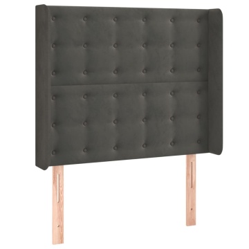 Tăblie de pat cu LED, gri închis, 93x16x118/128 cm, catifea - Img 3