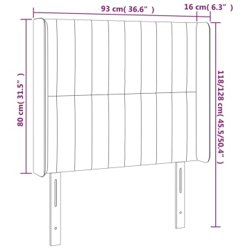 Tăblie de pat cu LED, gri închis, 93x16x118/128 cm, catifea - Img 6