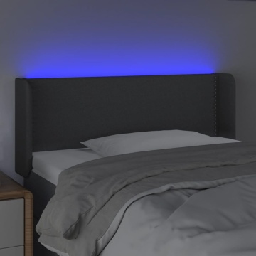Tăblie de pat cu LED, gri închis, 93x16x78/88 cm, textil - Img 4