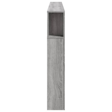 Tăblie de pat cu LED, gri sonoma, 220x18,5x103,5 cm, lemn - Img 6