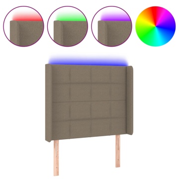 Tăblie de pat cu LED, gri taupe, 103x16x118/128 cm, textil - Img 2