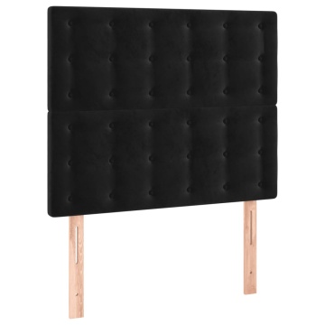 Tăblie de pat cu LED, negru, 100x5x118/128 cm, catifea - Img 4