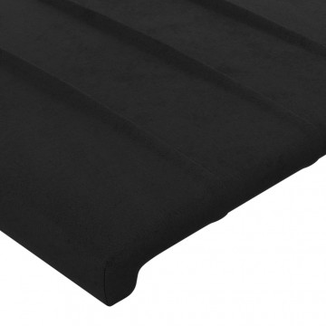Tăblie de pat cu LED, negru, 100x5x118/128 cm, catifea - Img 6