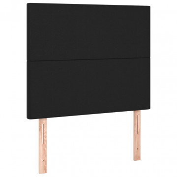 Tăblie de pat cu LED, negru, 100x5x118/128 cm, piele ecologică - Img 4