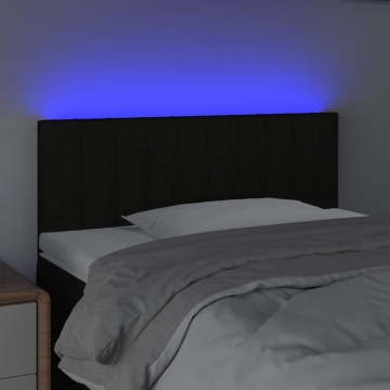 Tăblie de pat cu LED, negru, 100x5x78/88 cm, textil - Img 3