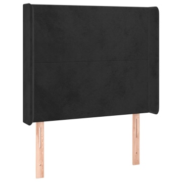 Tăblie de pat cu LED, negru, 103x16x118/128 cm, catifea - Img 3