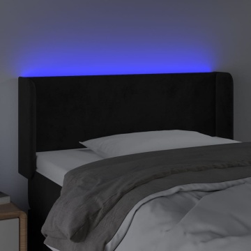Tăblie de pat cu LED, negru, 103x16x78/88 cm, catifea - Img 4