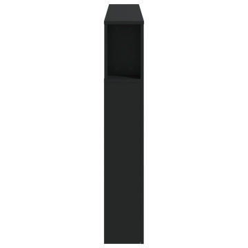 Tăblie de pat cu LED, negru, 140x18,5x103,5 cm, lemn - Img 6