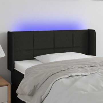 Tăblie de pat cu LED, negru, 83x16x78/88 cm, textil - Img 1