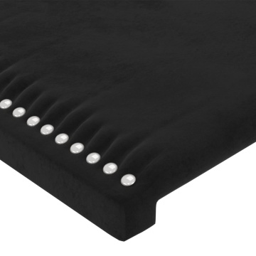 Tăblie de pat cu LED, negru, 90x5x118/128 cm, catifea - Img 6