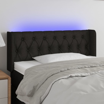 Tăblie de pat cu LED, negru, 93x16x78/88 cm, textil - Img 1