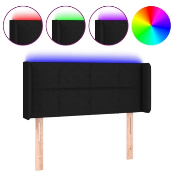 Tăblie de pat cu LED, negru, 93x16x78/88 cm, textil - Img 2