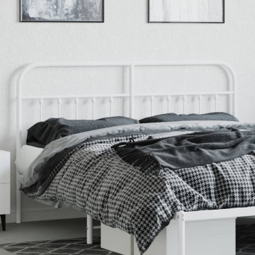 Tăblie de pat metalică, alb, 160 cm - Img 3