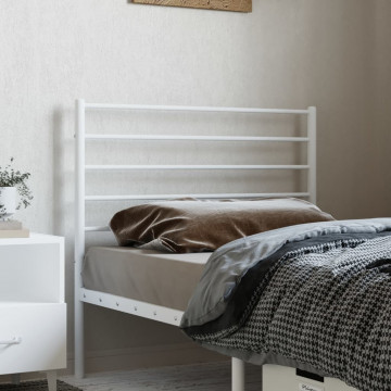 Tăblie de pat metalică, alb, 80 cm - Img 3