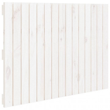 Tăblie de pat pentru perete, alb, 95,5x3x60 cm, lemn masiv pin - Img 2
