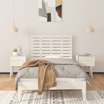 Tăblie de pat pentru perete, alb, 96x3x63 cm, lemn masiv pin - Img 3