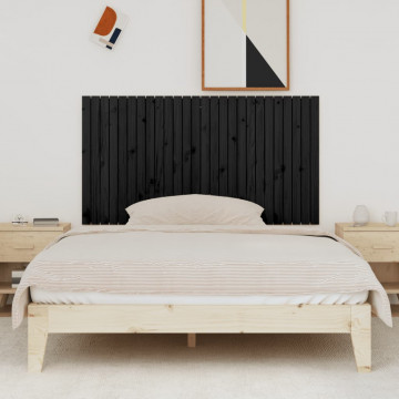Tăblie de pat pentru perete, negru, 166x3x90 cm, lemn masiv pin - Img 3