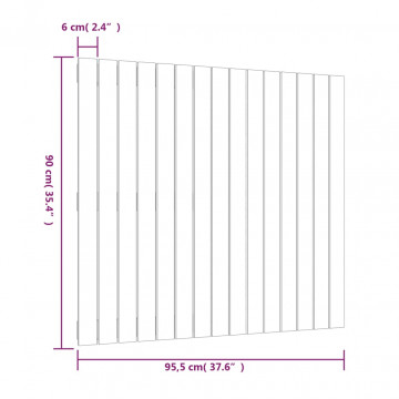 Tăblie de pat pentru perete, negru, 95,5x3x90cm, lemn masiv pin - Img 7