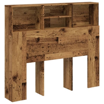 Tăblie pat cu dulap, lemn vechi 120x19x103,5 cm lemn prelucrat - Img 2