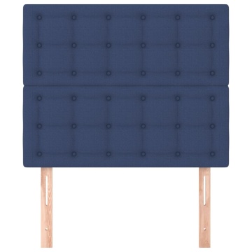 Tăblii de pat, 2 buc, albastru, 100x5x78/88 cm, textil - Img 3