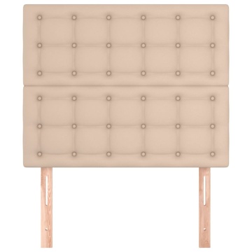 Tăblii de pat 2 buc, cappuccino 90x5x78/88 cm piele ecologică - Img 3